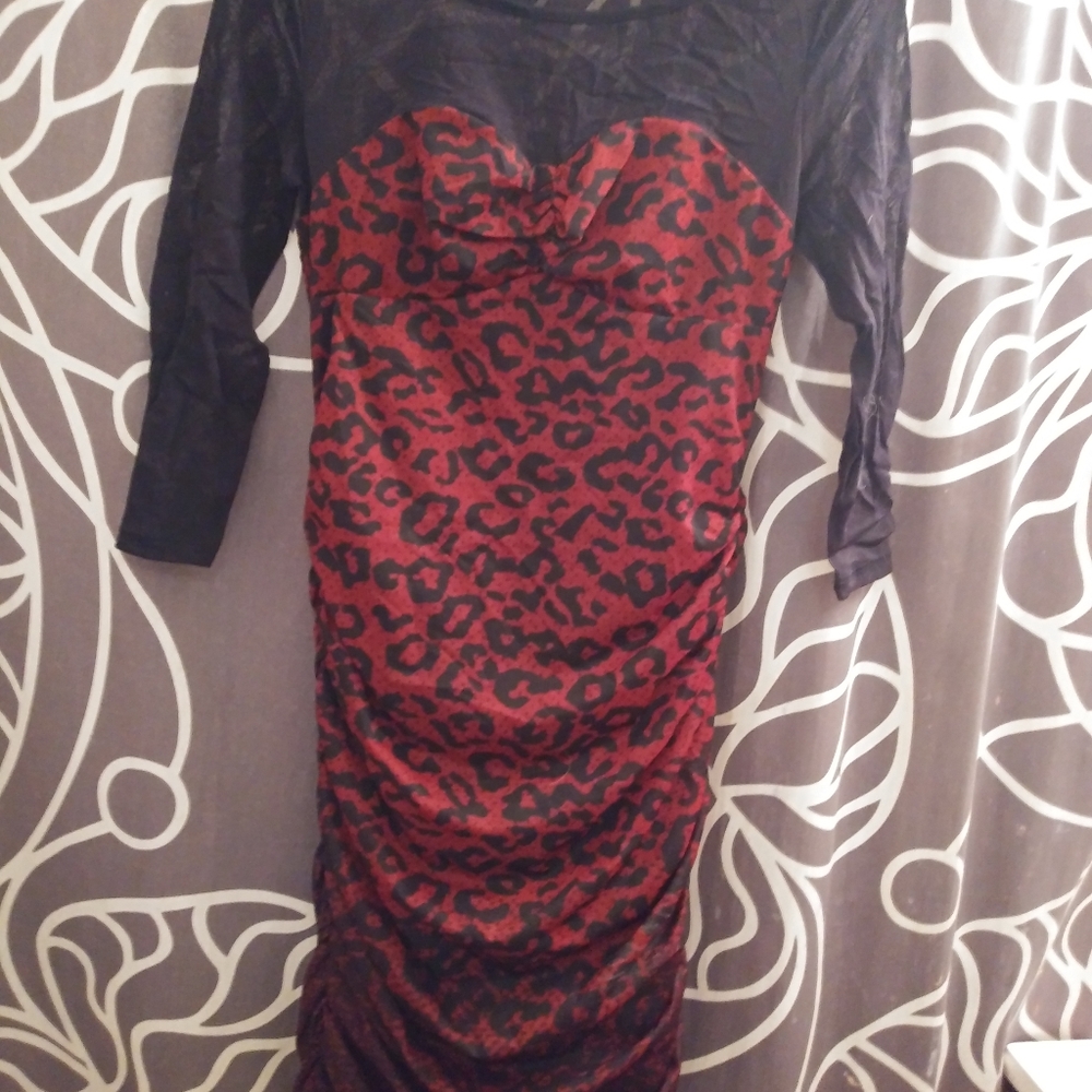 Guess mesh leopard print dress sz m